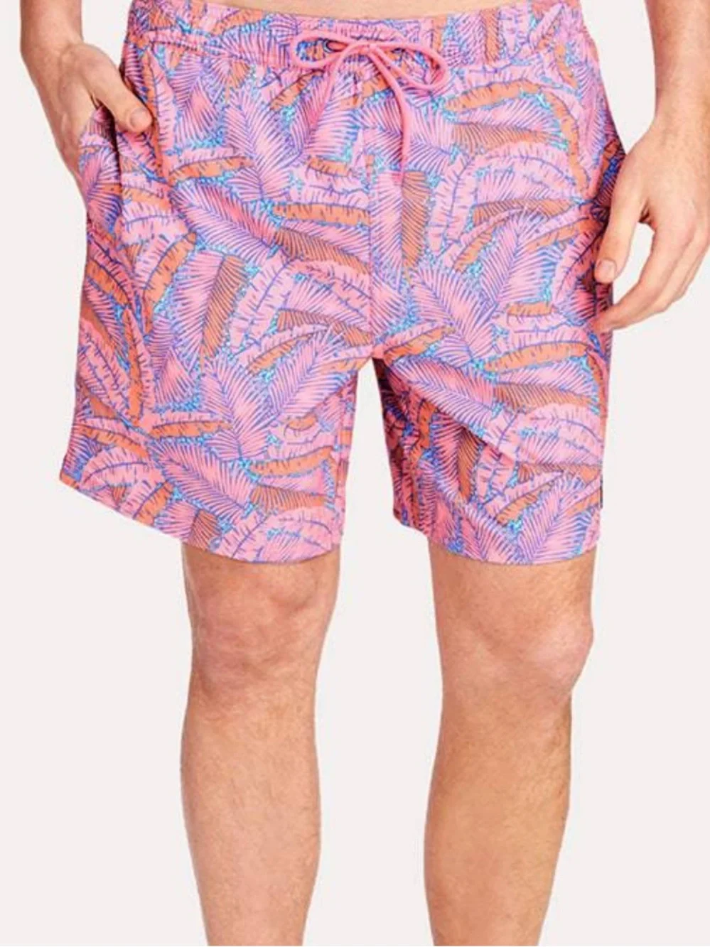 Vineyard Vines island palms Chappy swim trunks 7” inseam coral blue preppy